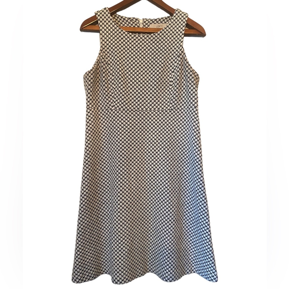 LOFT Black and White Sleeveless A Line Dress